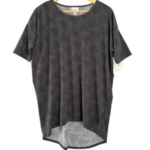 LuLaRoe‎ Womens Oversized Tunic Top Size XXS Black Gray Wave Pattern Stretch